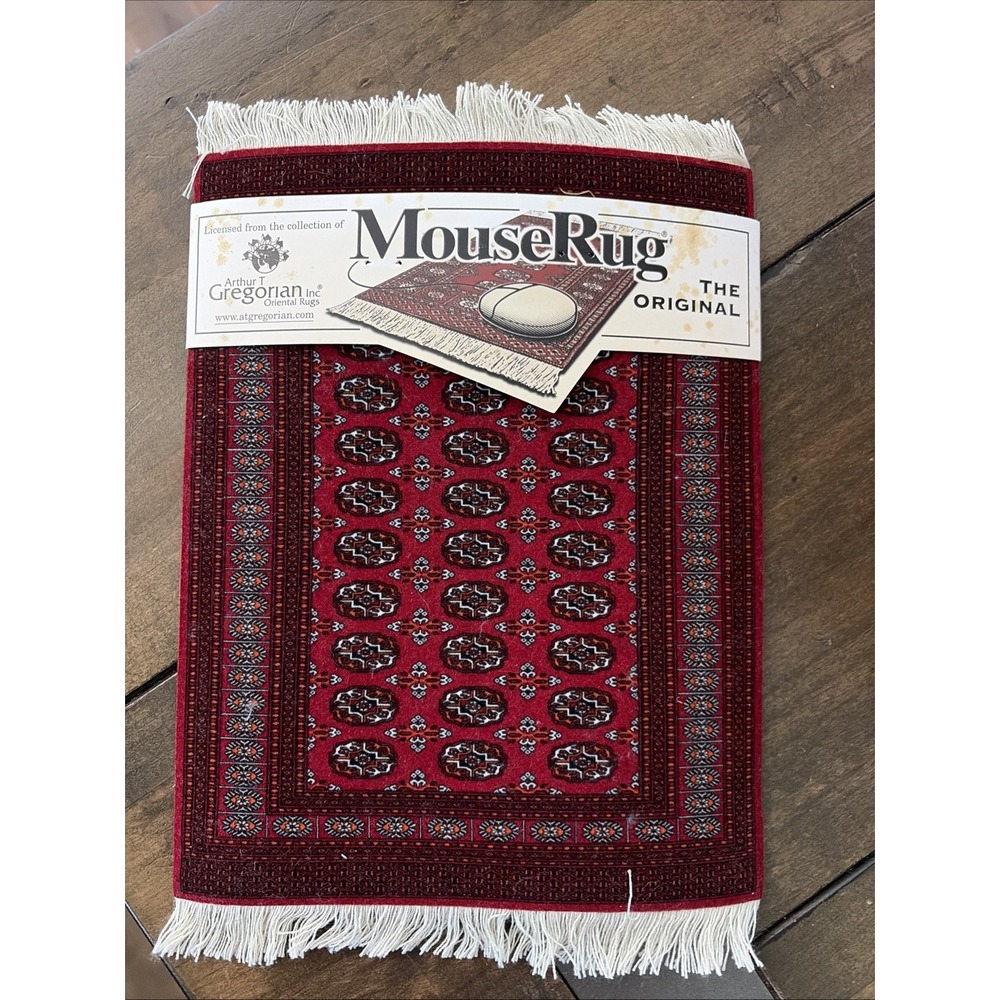 MouseRug Turkoman Bokhara Mouse Pad Red Oriental Rug Design Size 9x7 Vintage